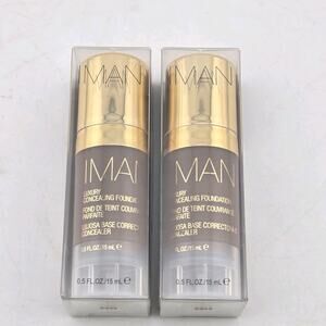 IMAN Luxury Concealing Foundation EARTH 5 Set Of 2 NIB Sealed 0.5 oz